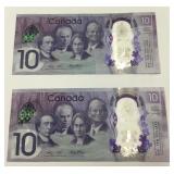2017 Canadian 150th anniversary $10 bills.