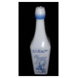 1970's delft style milk glass decanter.