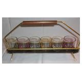 Retro shot glass set w/ caddy.