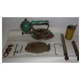 Vintage Coleman steam iron package.