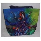 Canvas zippered tote bag.