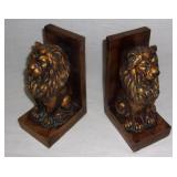 Vintage resin lion bookends.