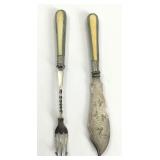 Vintage silver plate knife & pickle fork.