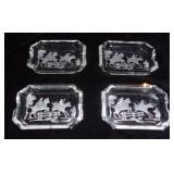 Vintage etched crystal ashtrays.
