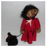Teddy bear & plush scotty dog.