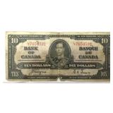 1937 Canadian $10 bank note.