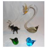 Vintage art glass animal figurines.