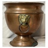 1940's Copper planter w/ brass lion's heads #1.