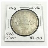 1963 Canadian 80% Silver $1 coin.