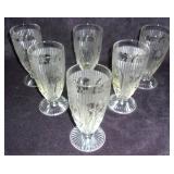 Clear Iris & Herringbone footed tumblers.