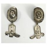 Vintage .925 Silver cowboy hat & boots earrings.