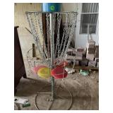 Disc golf basket target and four discs