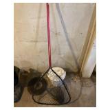 Fishing net minnow trap and Styrofoam bucket