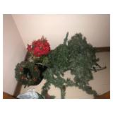Artificial Christmas tree, wreaths, garland, and