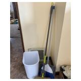 Broom dustpan mop and trashcan