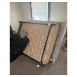 Full size mattress box spring frame and pillows