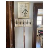Walking stick coat rack, and wall decor