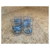 Vintage Corelle blue velvet drinking glasses set