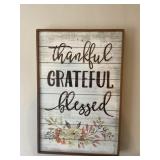 Thankful, grateful blessed wall decor