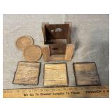Cabin decor, coasters in candleholder