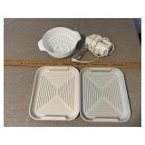 Proctor Silex hand mixer, microwave trays,