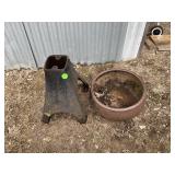 Metal cream separator base with bowl yard art