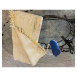 Rag rug, Bluetooth speaker and headlamp