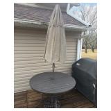 Patio table and umbrella.