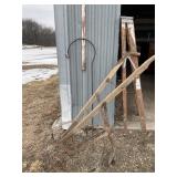 Vintage garden plow, and plant hook