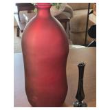 Red glass vases extra large and small
