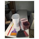 Trash cans and broom
