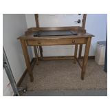 Oak desk w/power strip on back