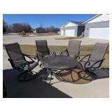 Patio set swivel rocking chairs w/round table 5ct