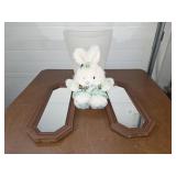 Mirrors, bunny trash can