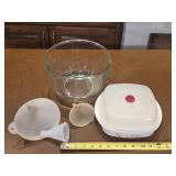 Mixing bowl and funnels