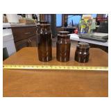 Brown glass vintage canister set 3ct