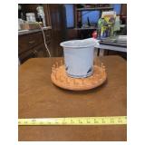 Lazy Susan and hand trown pot no cracks