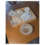 Assorted clear pressed glass
