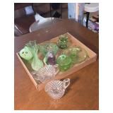 Assorted Green & Clear Vintage Glassware