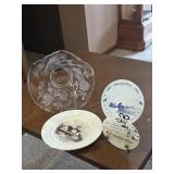 Decorative bowl and 3 plates