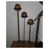 Brass pillars candle holders 3ct