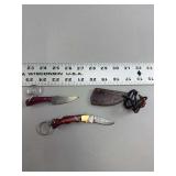 Miniature Pattern Welded Steel Knives with Sheath and Keychains