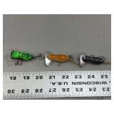Fred Arbogast Fishing Lures Lot of Three including Jitterbug and Jittermouse