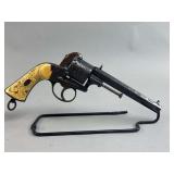 Engraved Pinfire Pocket Revolver with Carved Ivory Grips and Lanyard Ring