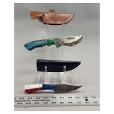 Two Damascus Steel Fixed Blade Knives with Sheaths