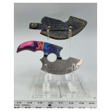 Custom Tracker Fixed Blade Knife with Damascus Steel Blade and Multicolored Wood Handle with Sheath