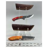 Custom Handcrafted File Knives with Leather Sheaths, Set of Two