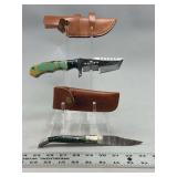 Two-Knife Set Featuring Fixed Blade Knife with Sheath and Folding Pocket Knife with Sheath