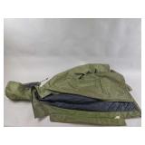 Olive Green Quilted Lined Hooded Utility Jacket