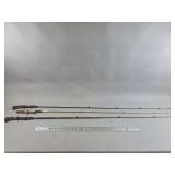 Three Fishing Rods Including Zebco Max Plus, Shakespeare Pro-Am, and Johnson Accu-Rod